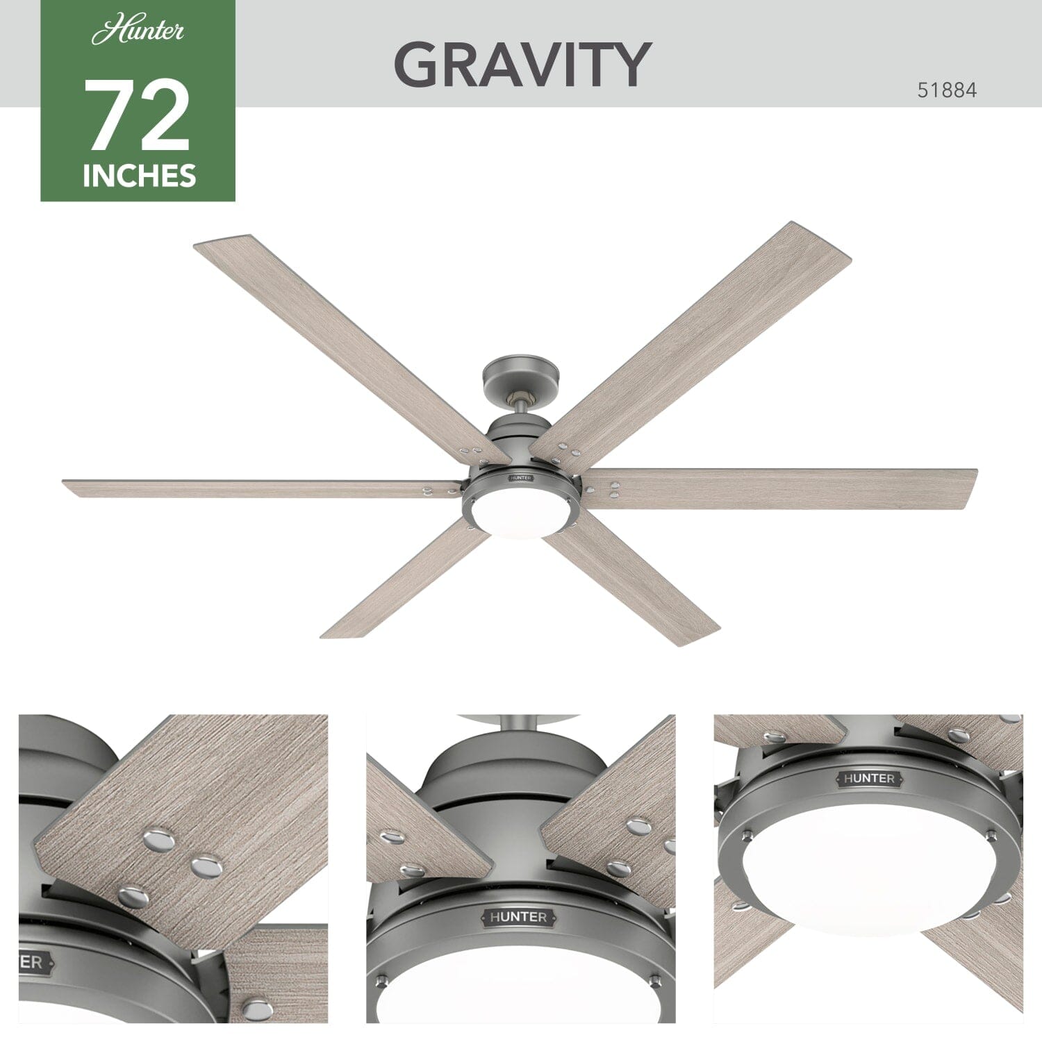 Gravity Indoor Smart Fan ENERGY STAR with LED light 72 inch with Remote - Image 6