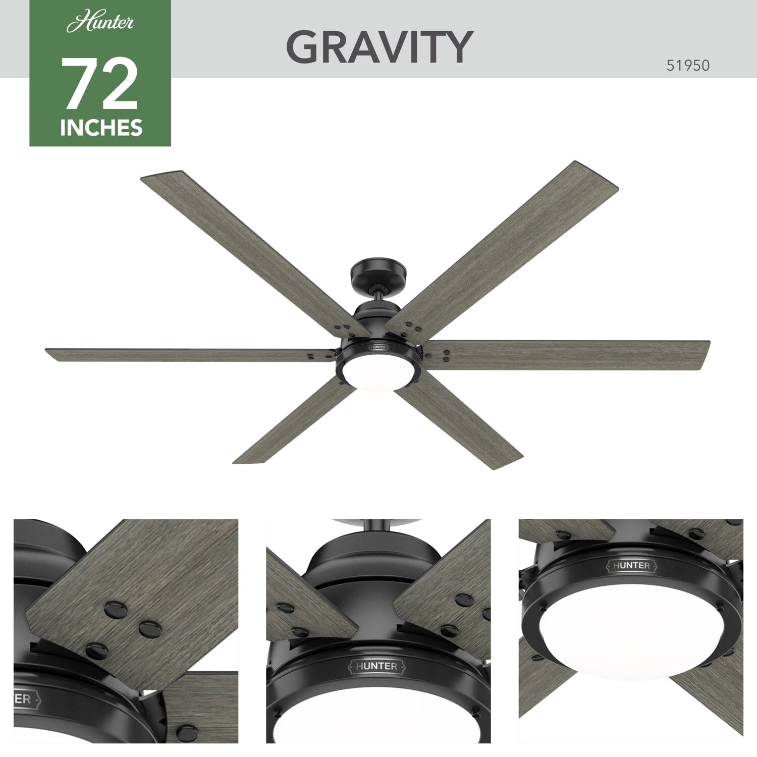 Gravity Indoor Smart Fan ENERGY STAR with LED light 72 inch with Remote - Image 5