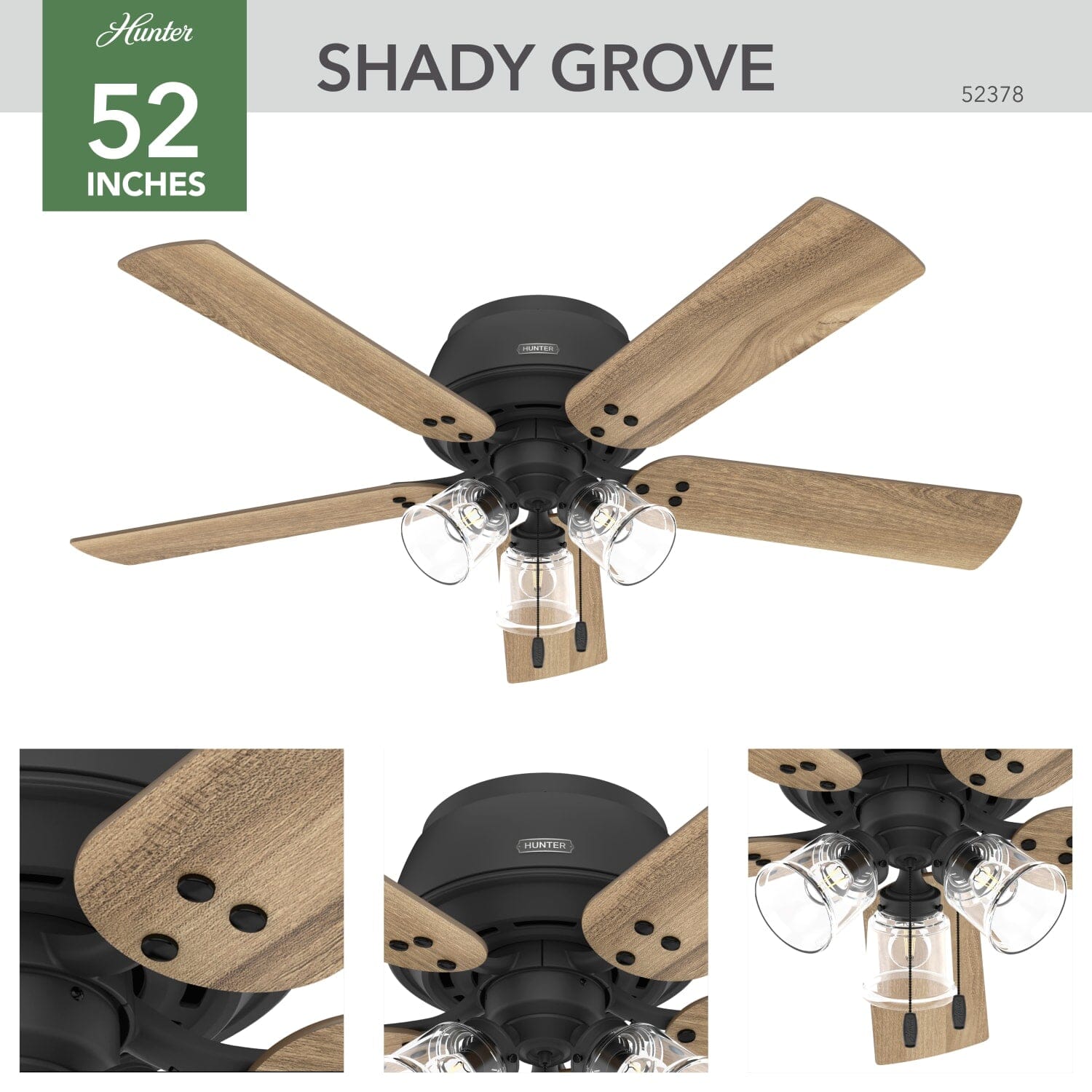 Shady Grove Low Profile with 3 Lights 52 inch - Image 6