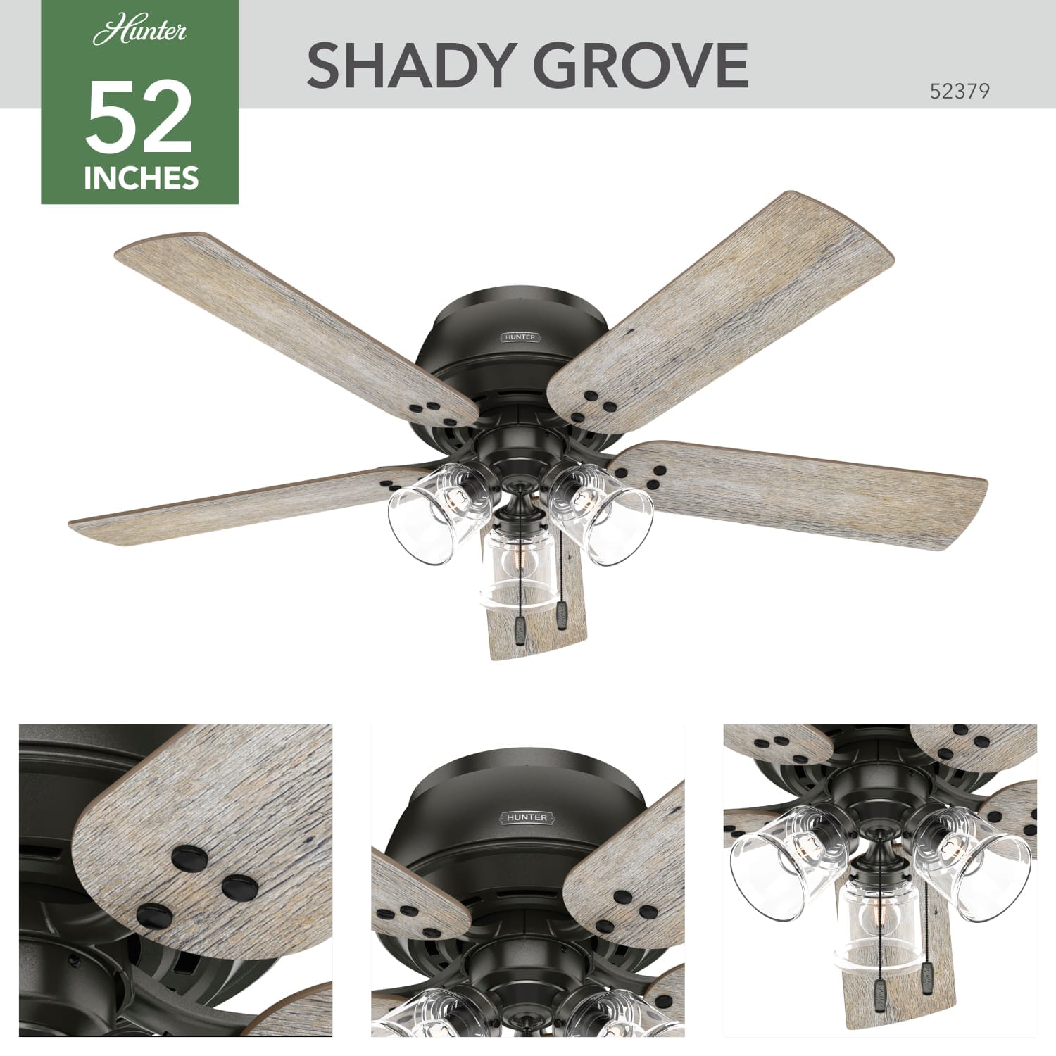 Shady Grove Low Profile with 3 Lights 52 inch - Image 5