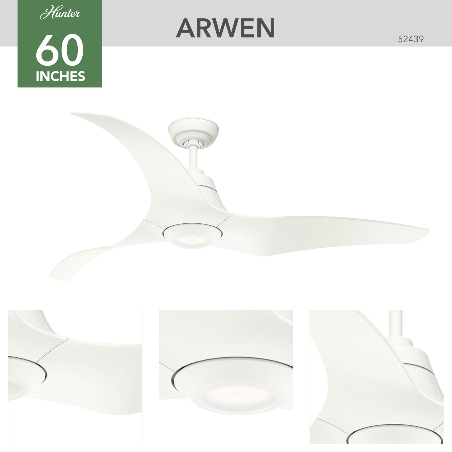 Arwen Outdoor ENERGY STAR with LED Light 60 inch with Remote Control - Image 3