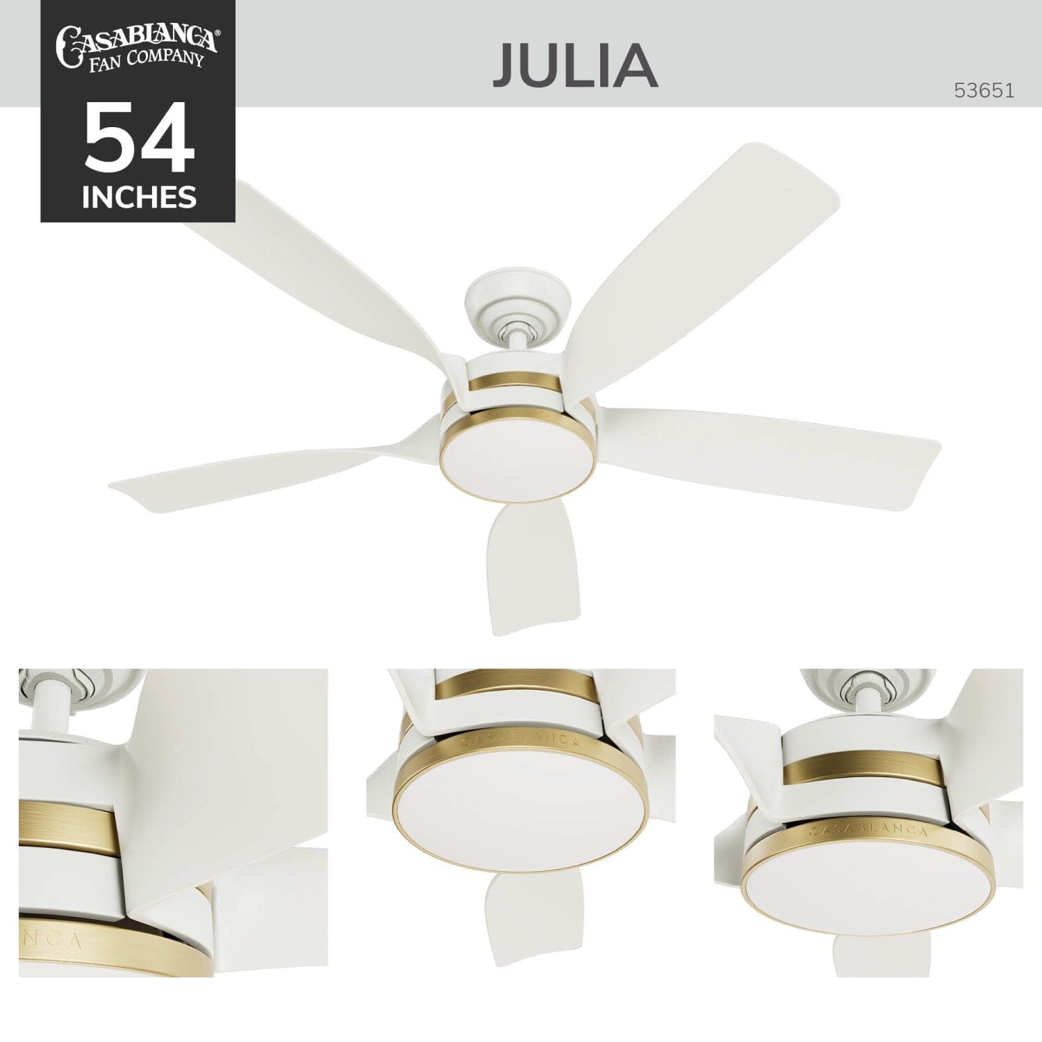 Julia Outdoor Energy Star DC with LED Light 52 inch with remote and wall control - Image 3