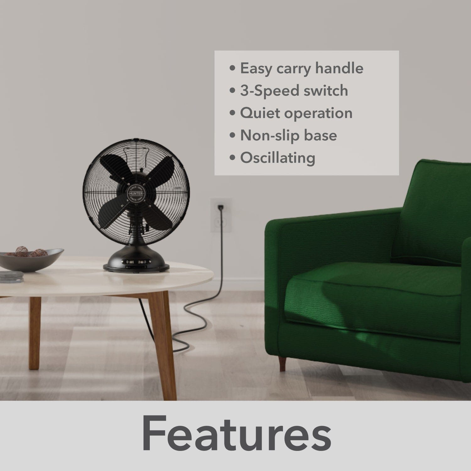 Classic Portable Desk Fan 16 in with 3 speeds - Image 5