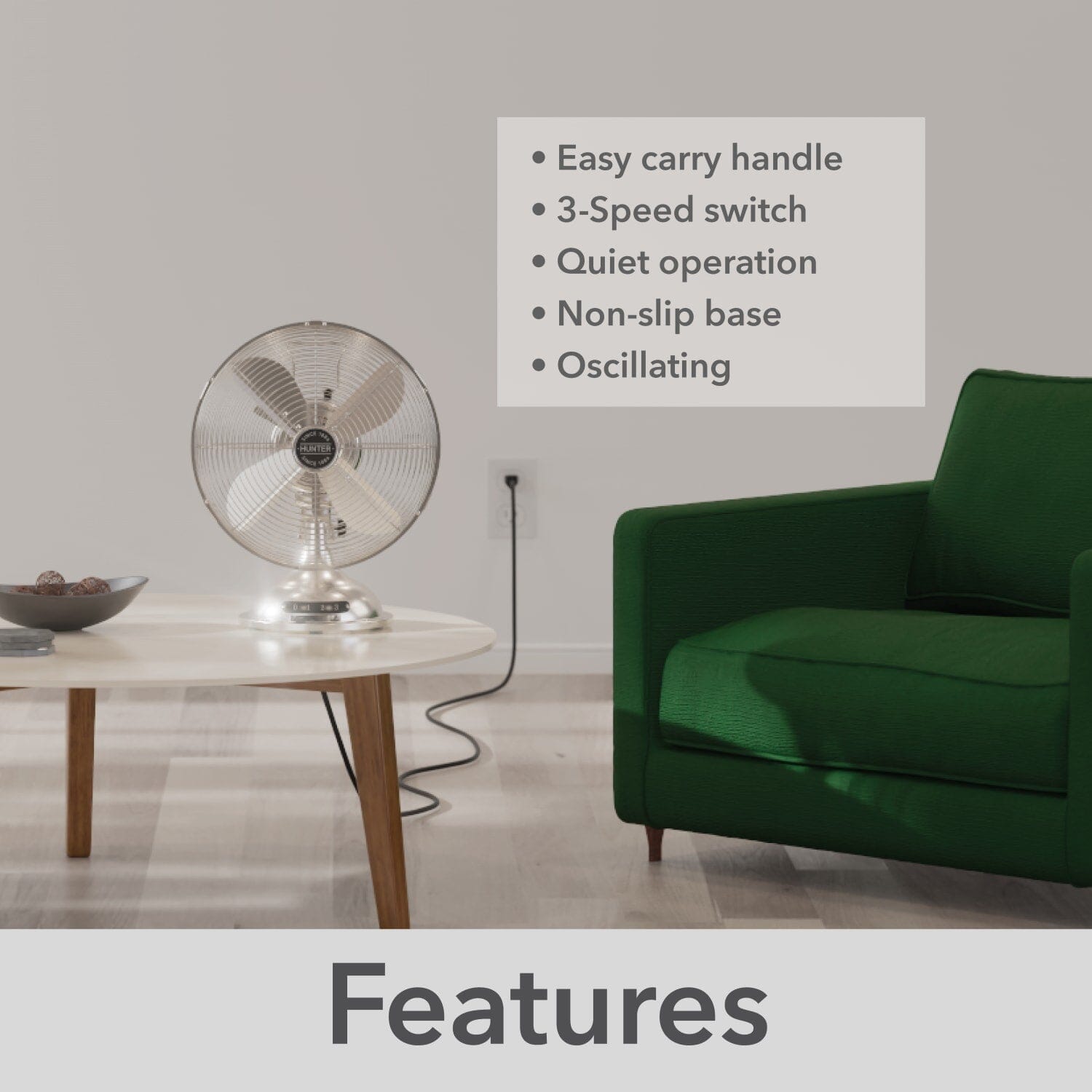Classic Portable Desk Fan 16 in with 3 speeds - Image 6