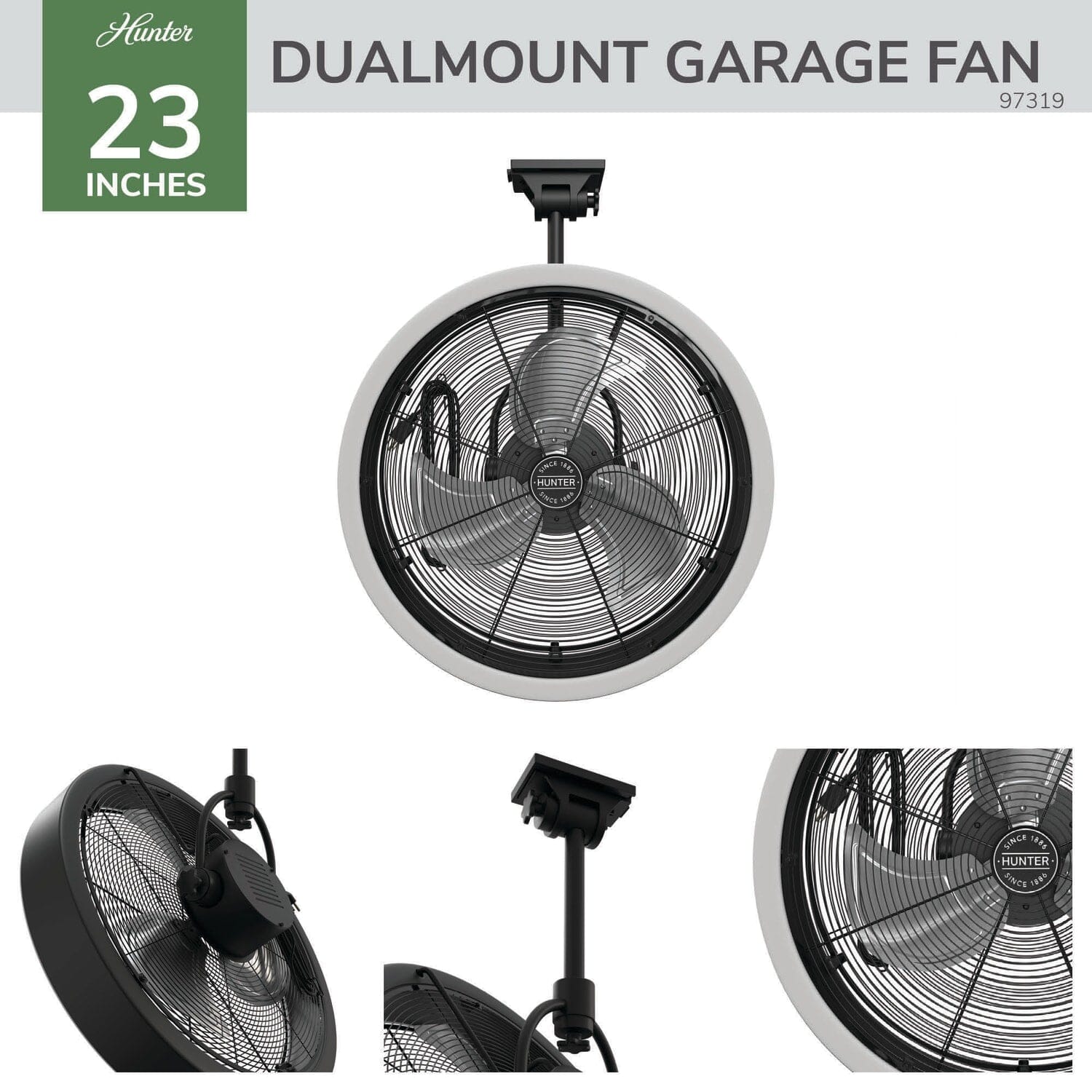 DualMount Garage Fan Heavy Duty with LED Light 6 Speed High Velocity - Image 3