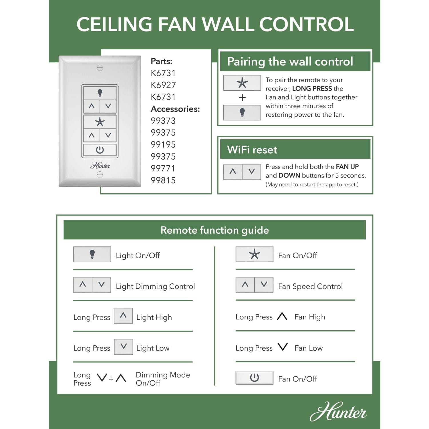 Universal Fan-Light Wall Control (Receiver Not Included) - 99815 - Image 3